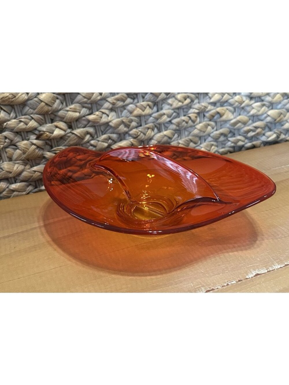 VTG Viking Amberina Persimmon Red Glowy Glass Candy Dish Grannycore MCM